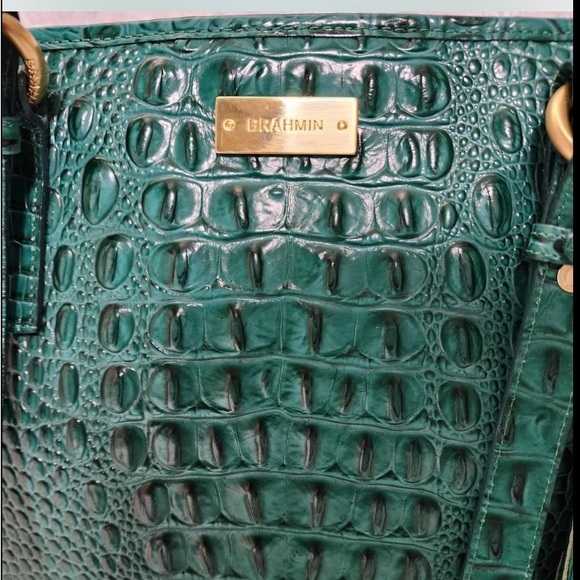 🌴SALE! HARD TO FIND! Brahmin Croc Embossed Leather Green Medium Asher Melbourne! - Picture 5 of 13